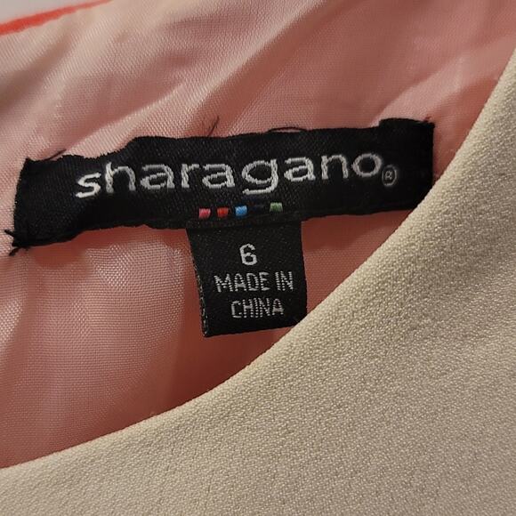 Sharagano Sleeveless Orange Colorblock Sheath Dress - Picture 4 of 7